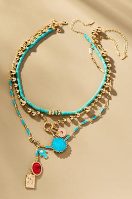 By Anthropologie Shades Of Sea Layered Necklaces: Charm Edition
