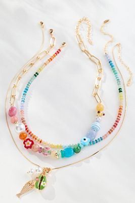 Shades of Sea Layered Necklaces: Charm Edition