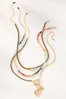 Shades of Sea Layered Necklaces, Set of 3: Charm Edition par en Pink - By Anthropologie - Modalova