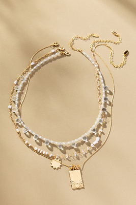 By Anthropologie Shades Of Sea Layered Necklaces: Charm Edition