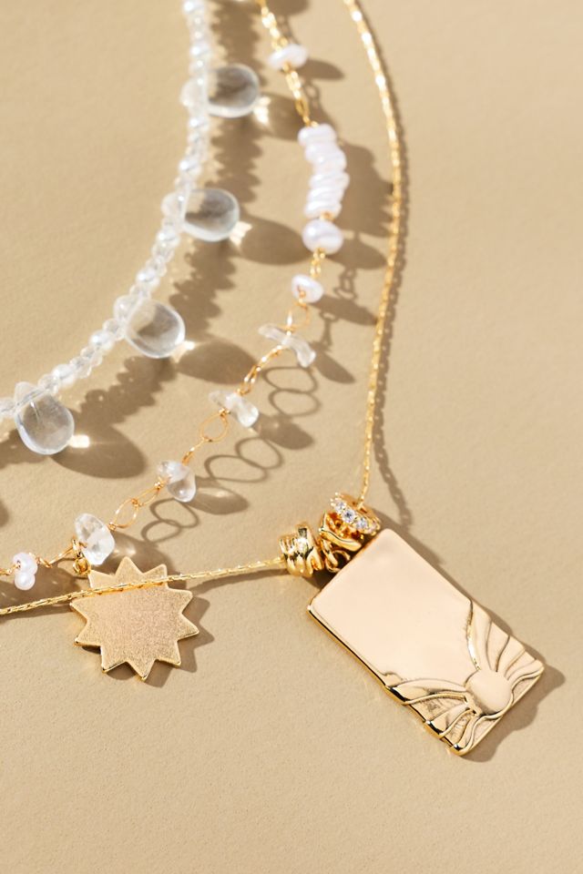 Shades of Sea Layered Necklaces: Charm Edition