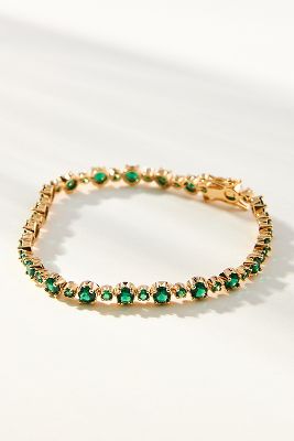 By Anthropologie Stone Tennis Bracelet In Green