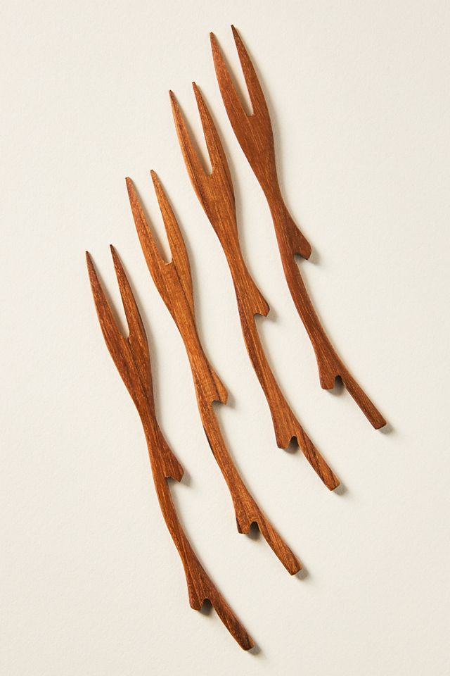 Teak Twig Forks, Set of 4 #1