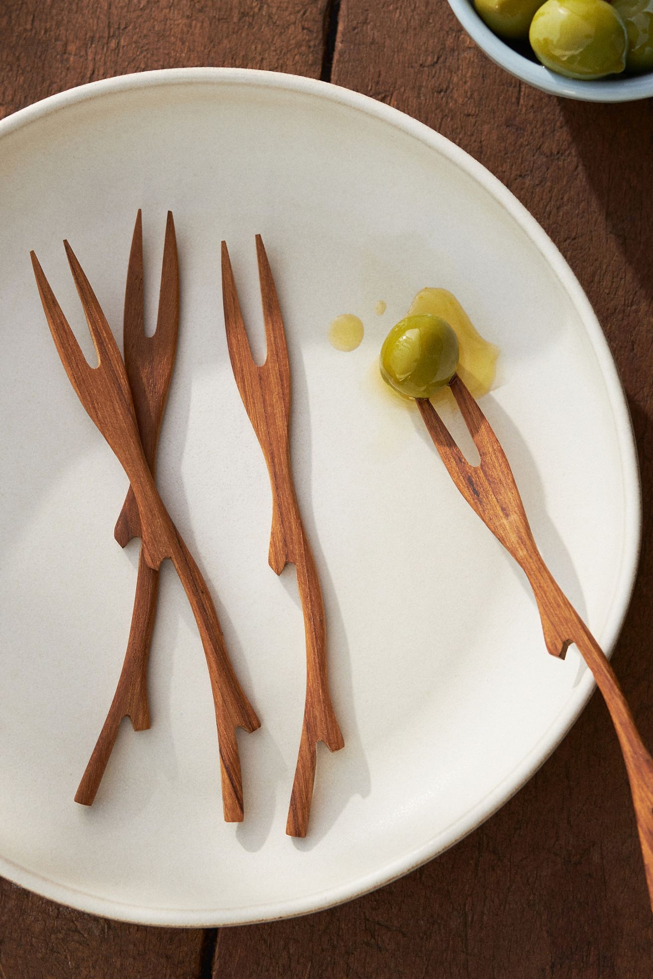Teak Twig Forks, Set of 4 - Honey, Standard, Set Of 4