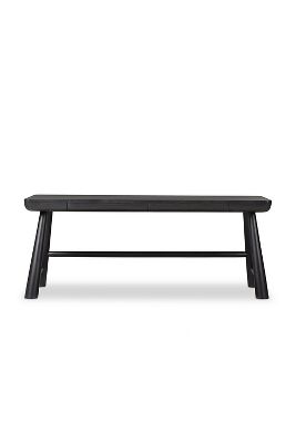Anthropologie Lorik Rustic Acacia Wood Built-in Drawers Desk In Black