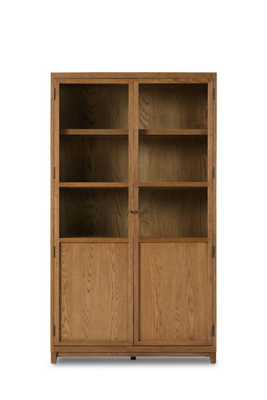Millie Oak Panel & Glass Door Double Cabinet | AnthroHome