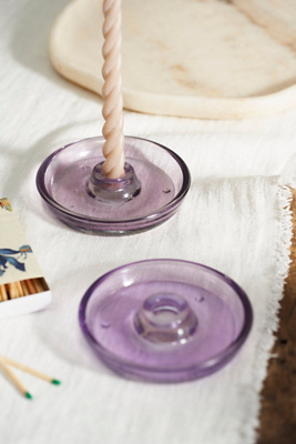 Terrain Saucer Taper Holders, Set Of 2 In Purple