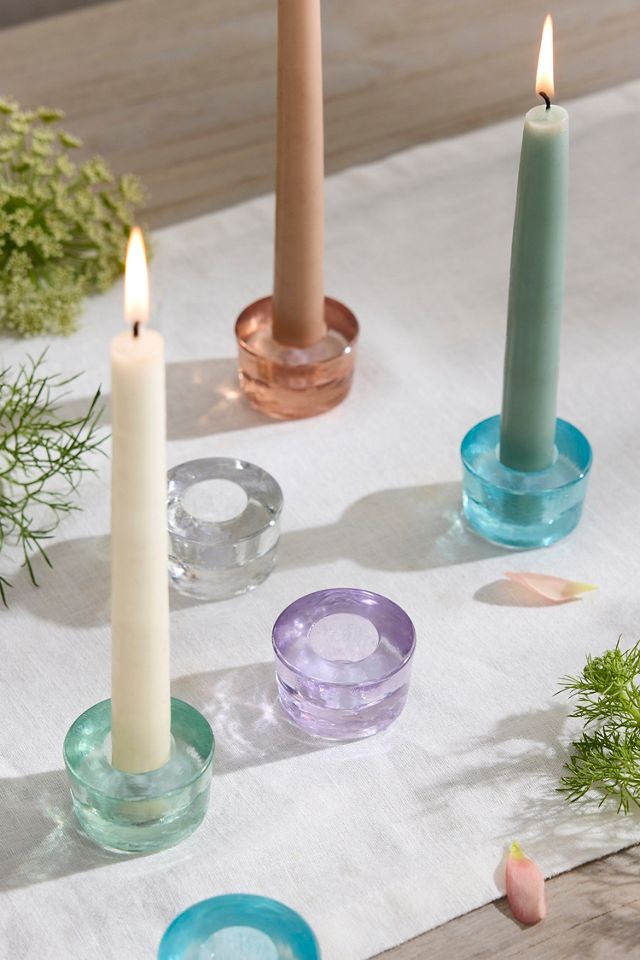 Minimalist Glass Taper Holders, Set of 4
