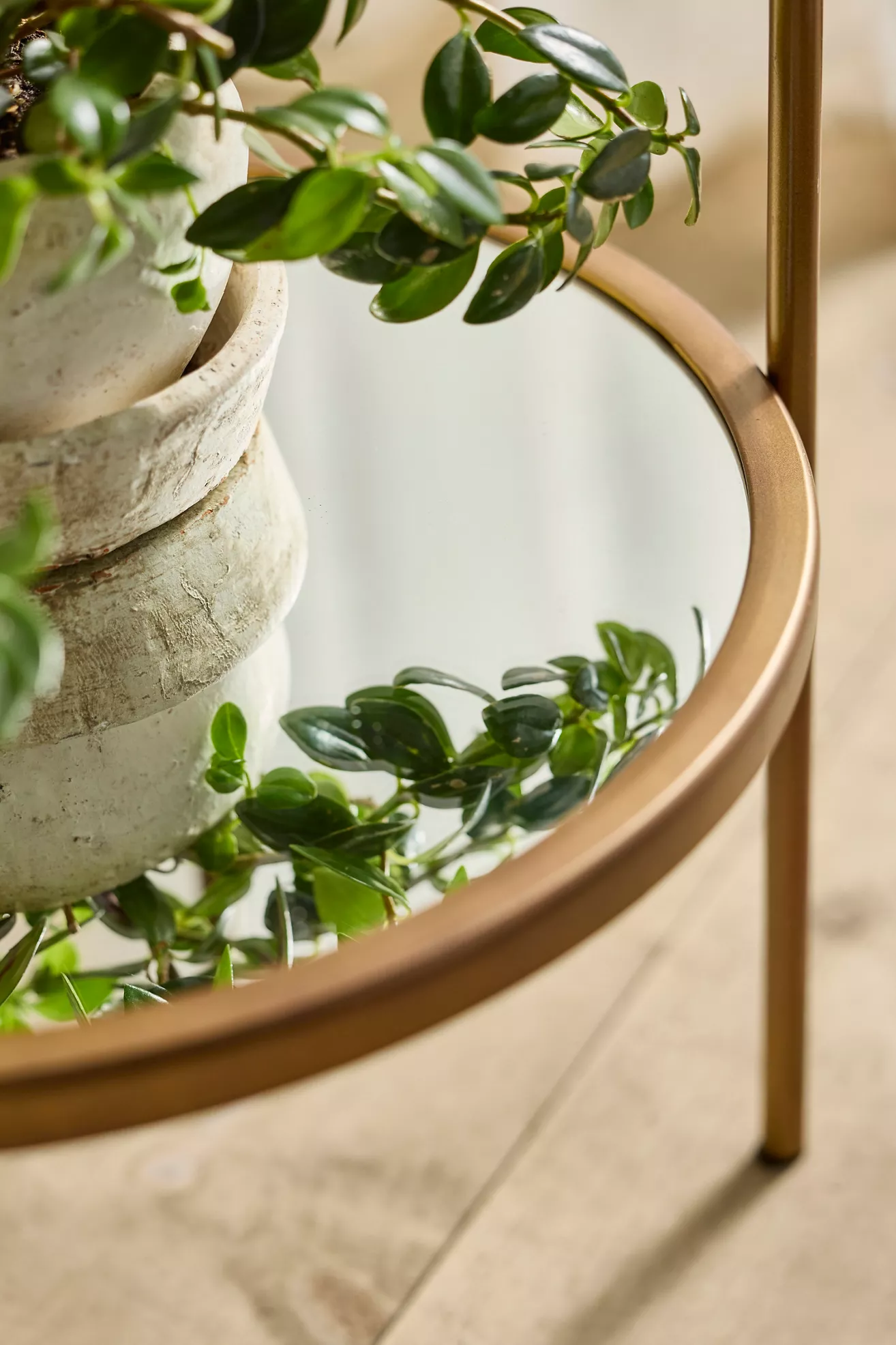 Antique Gold Two-Tier Plant Stand - thumbnail 2