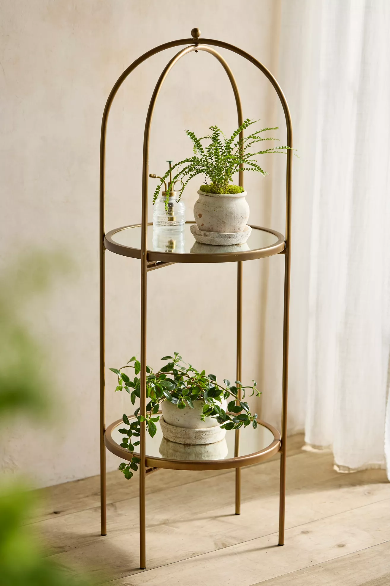 Antique Gold Two-Tier Plant Stand