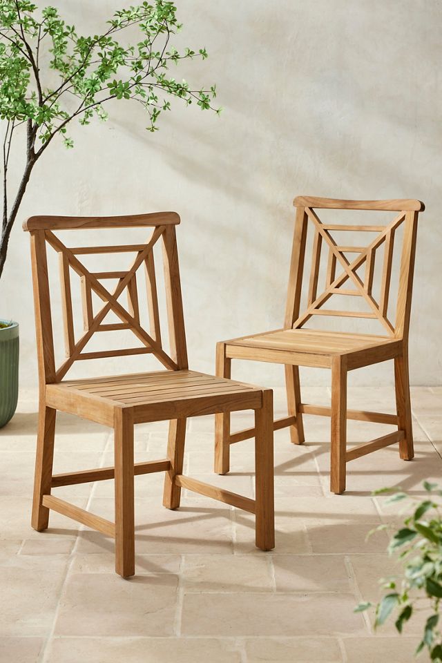 Fretwork Teak Side Chairs, Set of 2 #1