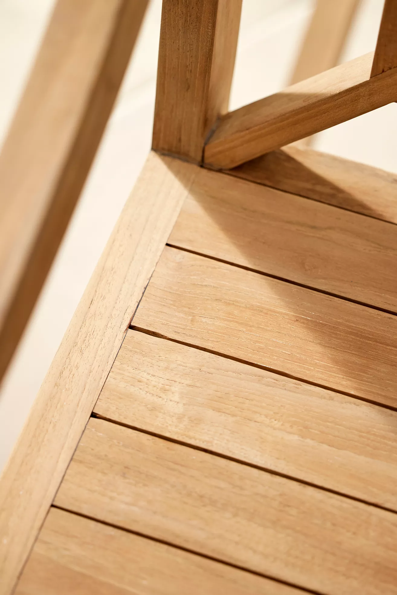 Close-up of joint and wood grain at corner