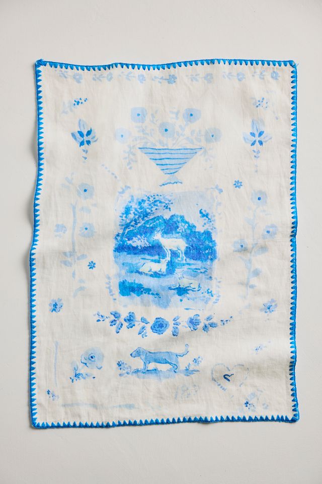 Delft Dog + Sheep Dish Towel #1