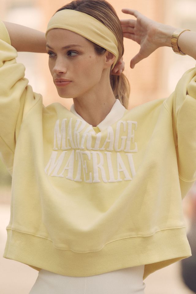 BRIDEMERCH Marriage Material Cropped Crew-Neck Sweatshirt
