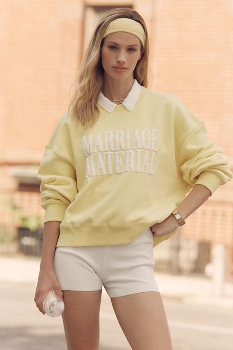 BRIDEMERCH Marriage Material Crop Crew-Neck Sweatshirt