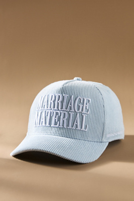 Bridemerch Marriage Material Corduroy Baseball Cap In Blue