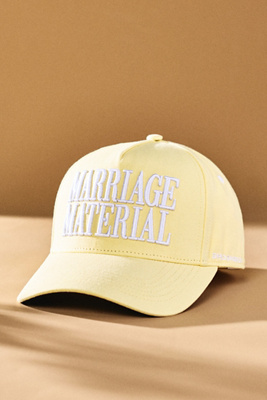 Bridemerch Marriage Material Corduroy Baseball Cap In Yellow
