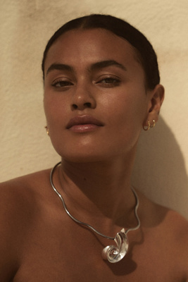 By Anthropologie Metal Shell Charm Necklace In Silver