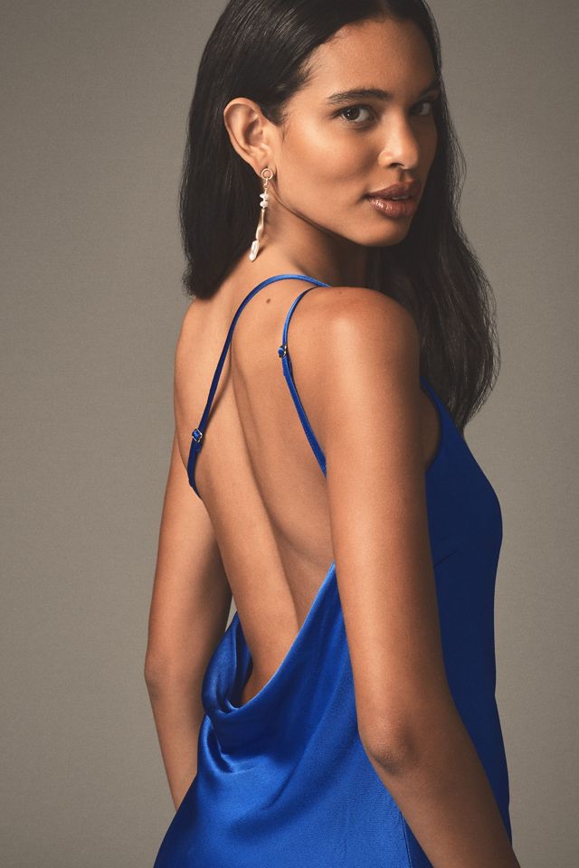 Shona Joy Tatum One-Shoulder Draped Cowl-Back Maxi Dress