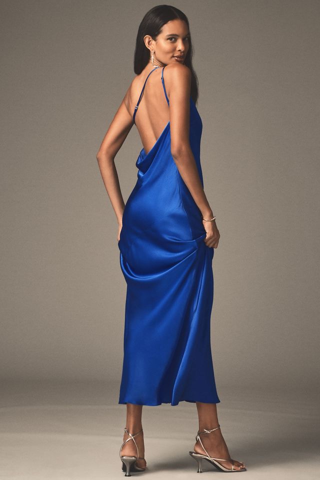 Shona Joy Tatum One-Shoulder Draped Cowl-Back Maxi Dress