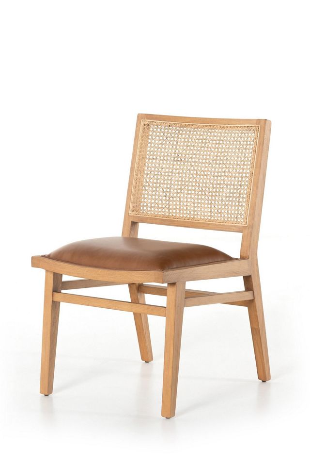 Sage Rustic Cane-Back Faux-Leather Dining Chair #1