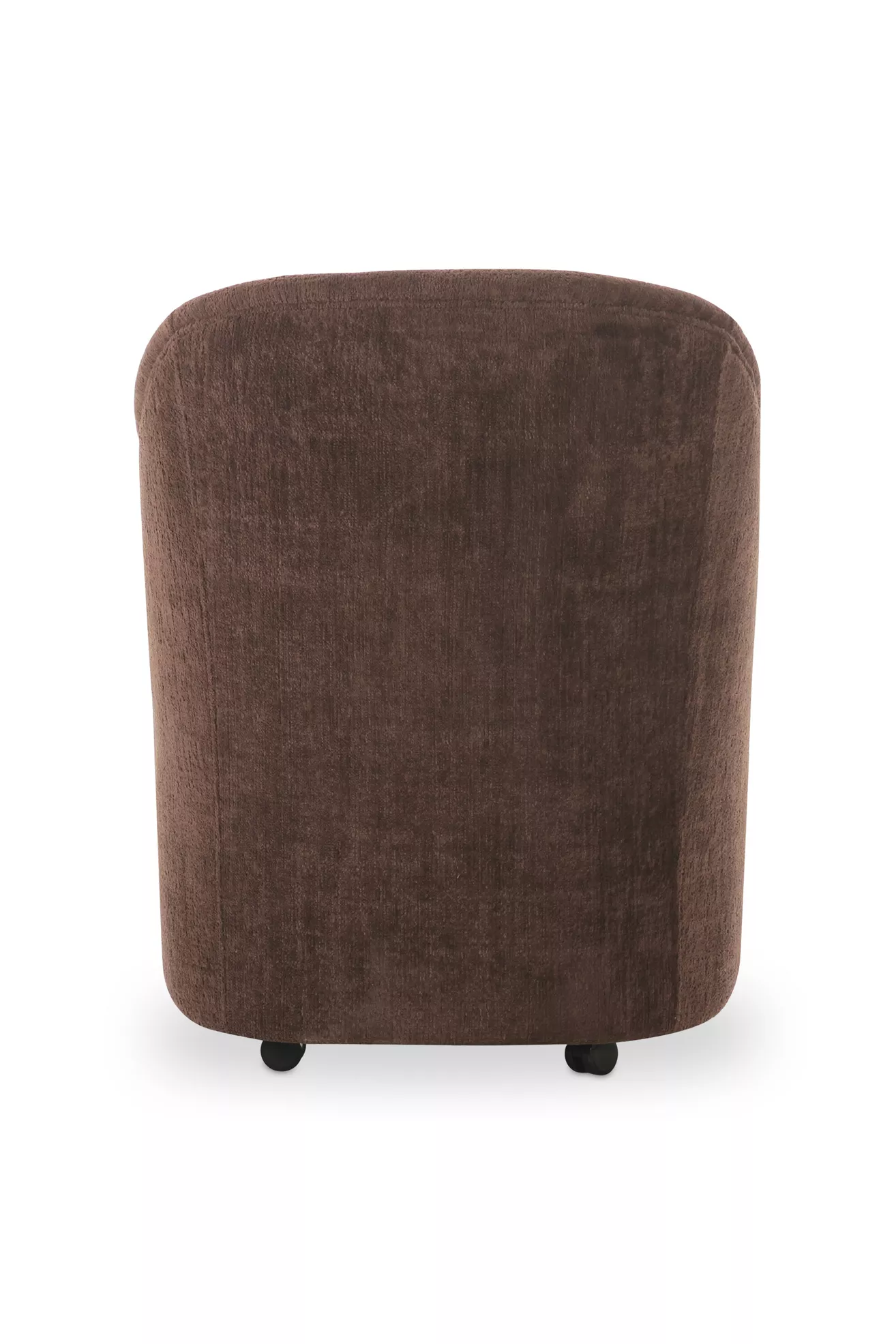 Rear view of brown rolling chair with wheels