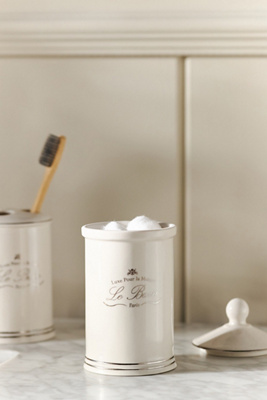 Kassatex Le Bain Porcelain Cotton Jar In White