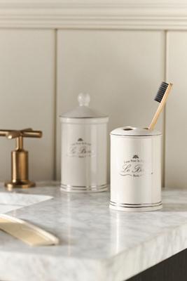 Kassatex Le Bain Porcelain Toothbrush Holder In White