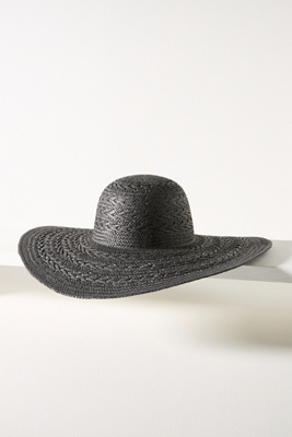 By Anthropologie Floppy Straw Plaited Sun Hat In Black