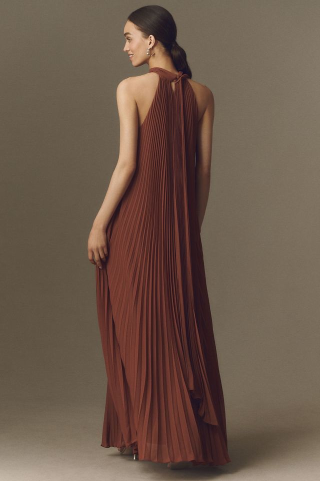 BHLDN Rosie Mock-Neck Pleated Chiffon Maxi Dress #2