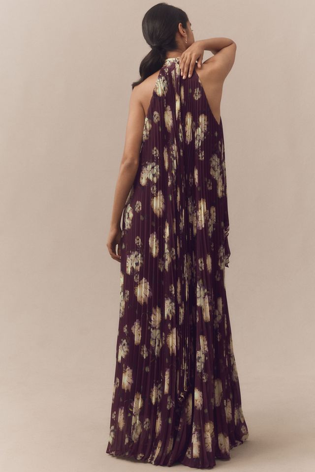 BHLDN Rosie Mock-Neck Pleated Chiffon Maxi Dress #1