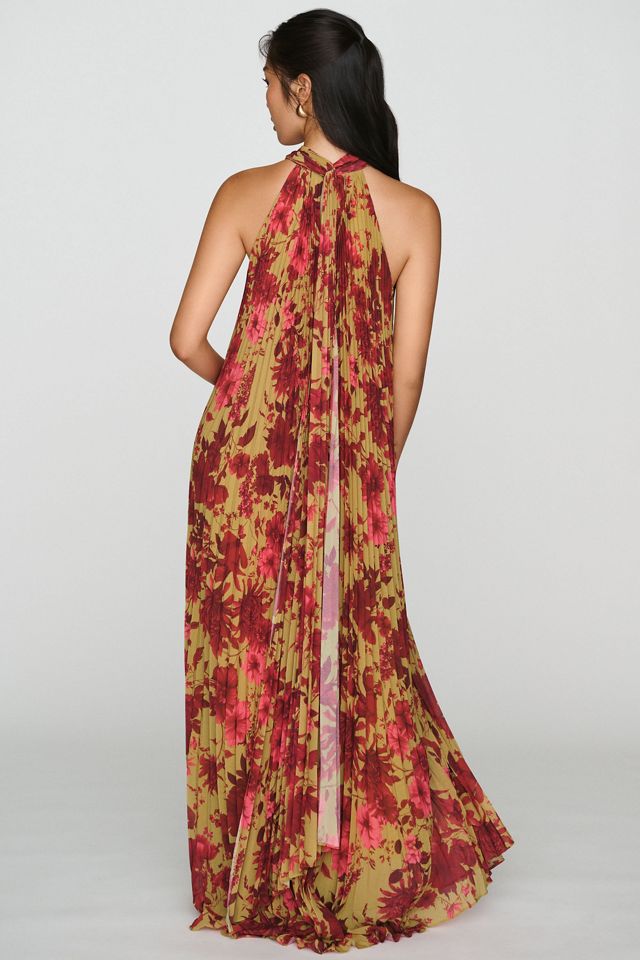 BHLDN Rosie Mock-Neck Pleated Chiffon Maxi Dress #1