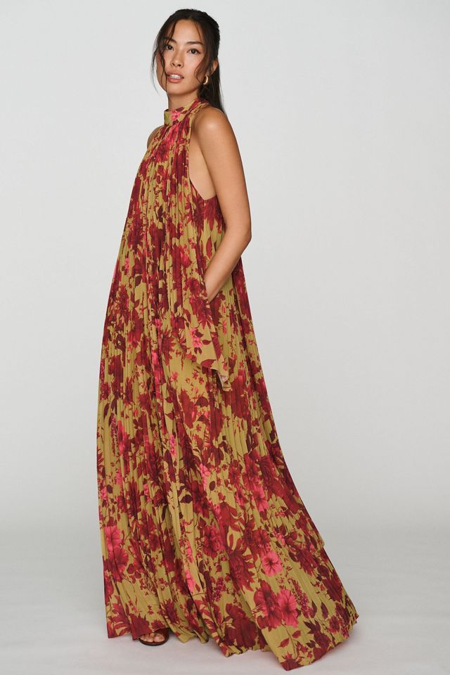 BHLDN Rosie Mock-Neck Pleated Chiffon Maxi Dress #3