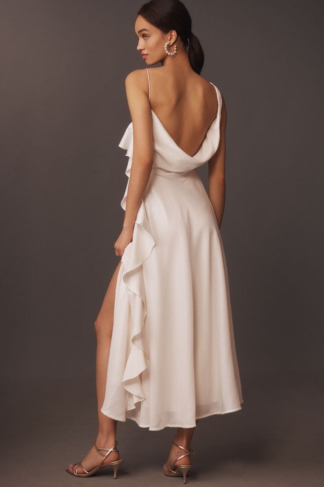 BHLDN Sleeveless Cowl-Neck Sequin Chiffon Mix Midi Dress #1