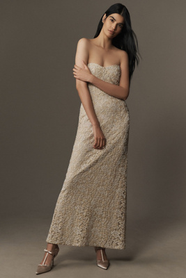 Strapless Embellished Trumpet Maxi Dress