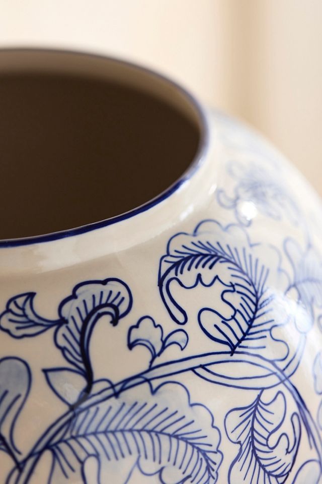 Blue Floral Chinoiserie Vase #1