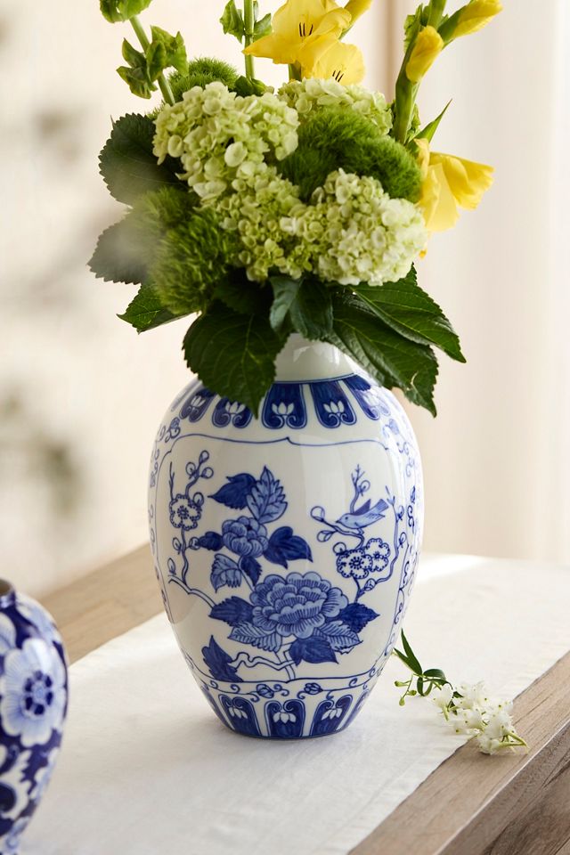 Blue Floral Chinoiserie Vase #2