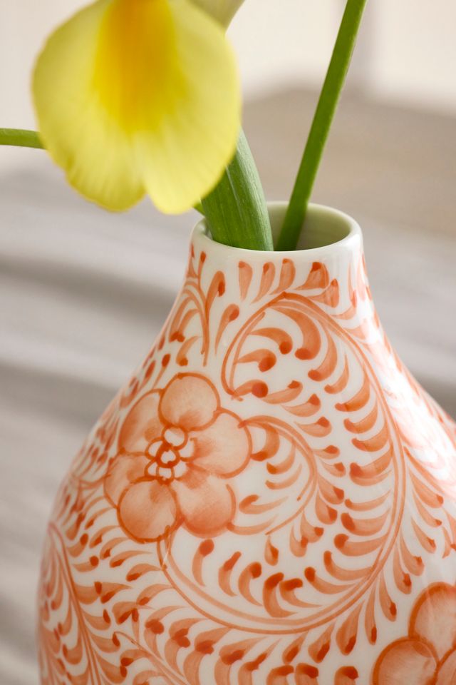 Orange Scrollwork Chinoiserie Bud Vase #2