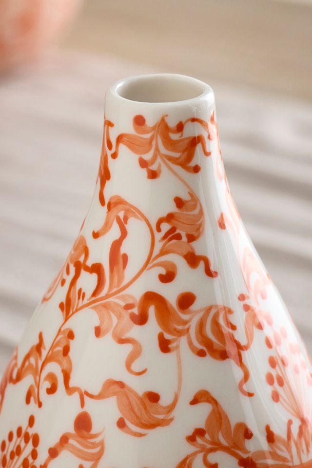 Orange Floral Chinoiserie Bud Vase #2