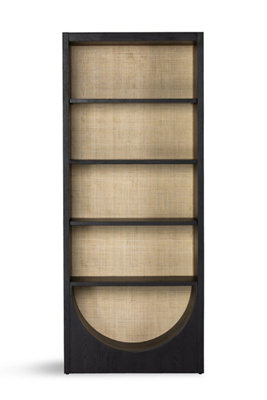 Anthropologie Higgs Honey Oak Bottom Arch Cane Paneling Bookcase