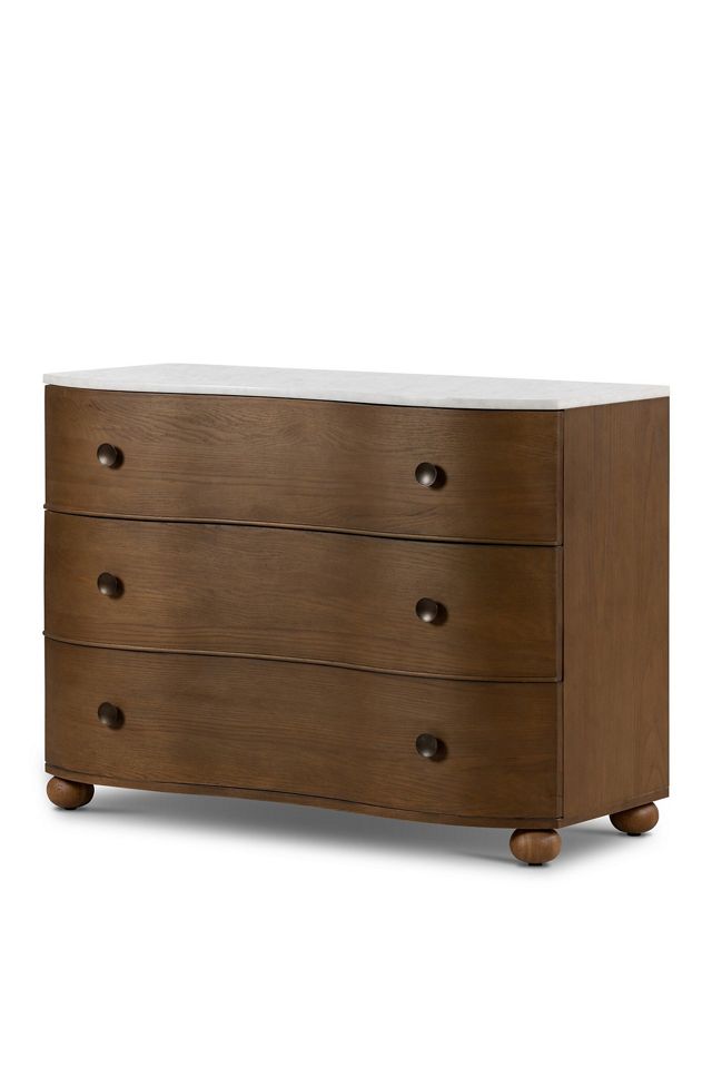 Tiago Marble-Top Three-Drawer Oak Chest #1