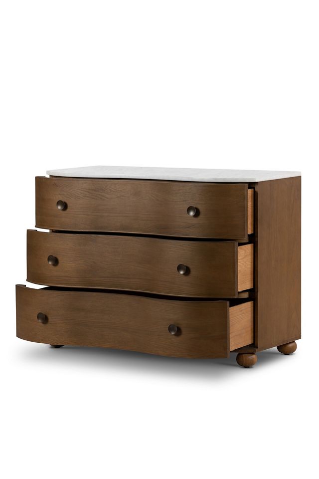 Tiago Marble-Top Three-Drawer Oak Chest #2