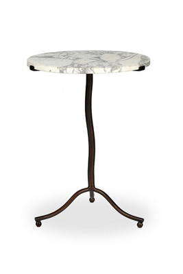 Anthropologie Sophie Round Marble Iron Base End Table