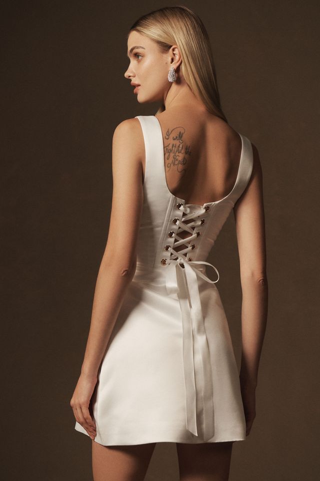 BHLDN Sleeveless Square-Neck Corset Satin Mini Dress #1
