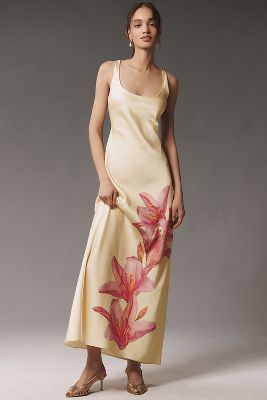 Camille Scoop-Neck High-Shine Satin Maxi Dress