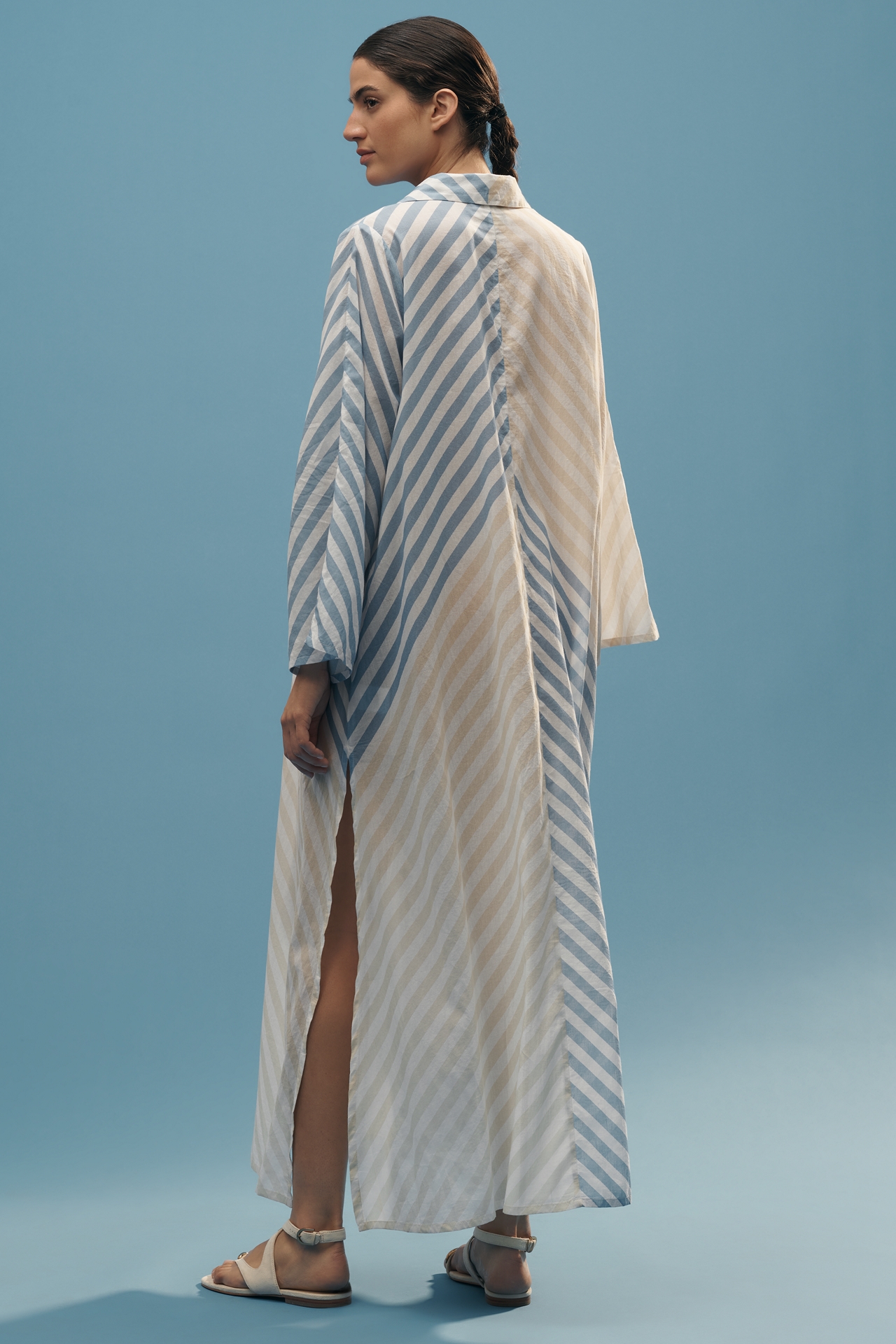 Ollari Striped Cotton Kaftan