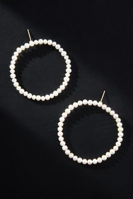 Saskia Diez Pearl Hoop Earrings In Gold