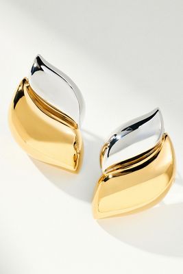 Wavy Mixed Metal Post Earrings
