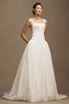 Bronx and Banco Florentina Blanc Strapless Column Wedding Gown