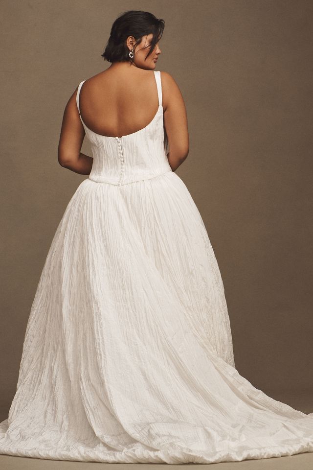 Jenny Yoo Aria Crinkled Habotai Corset Basque-Waist A-Line Wedding Gown #5